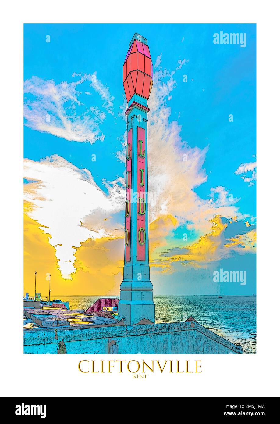 Serie von zwölf Plakaten bekannter Thanet-Gebäude Stockfoto