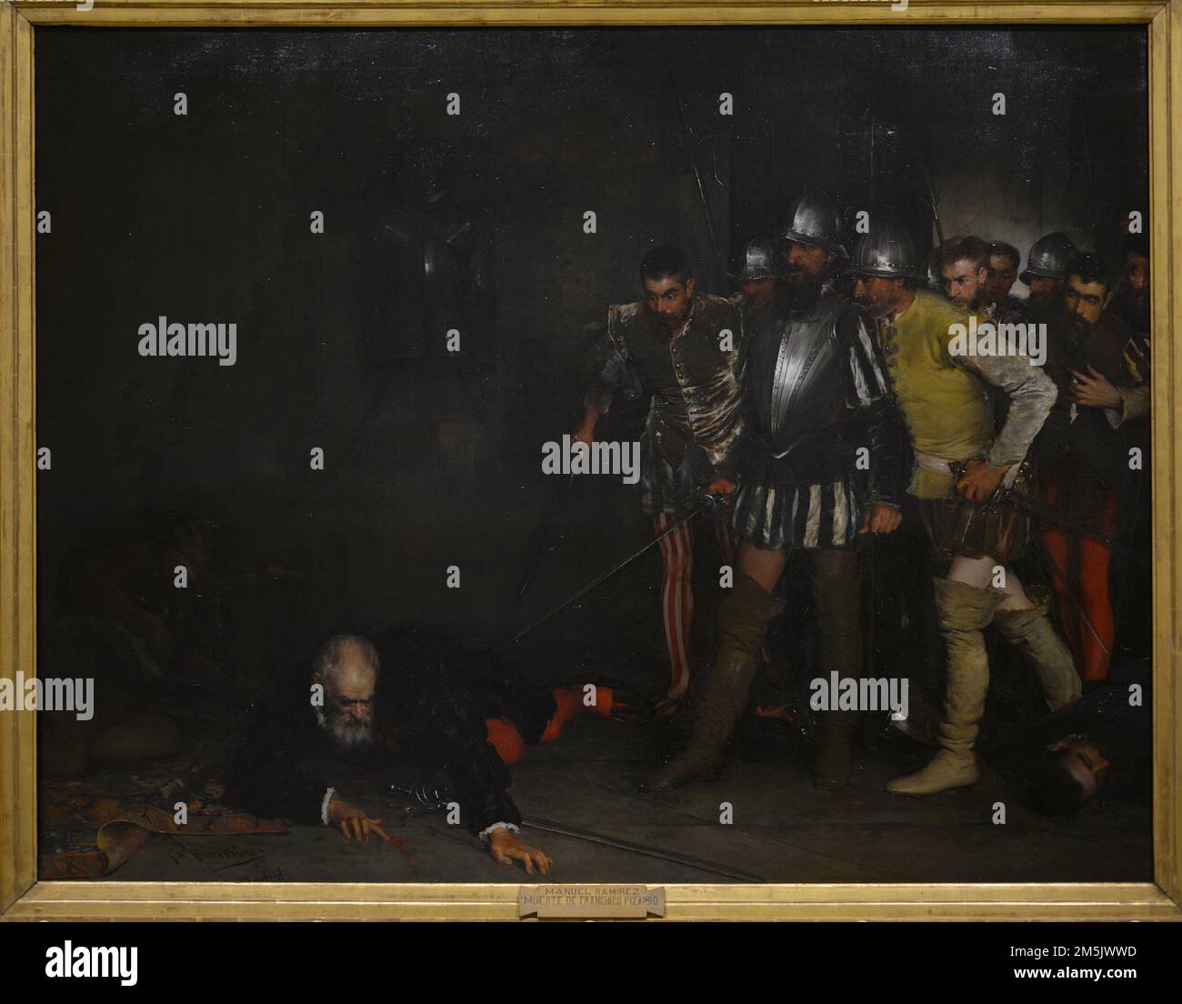 Francisco Pizarro (1478-1541). Spanischer Eroberer. Der Tod von Francisco Pizarro. Öl auf Leinwand (151 x 201 cm) von Manuel Ramirez Ibañez (1856-1925), 1877. Armeemuseum. Toledo, Spanien (ausgeliehen vom Prado Museum, Spanien). Stockfoto