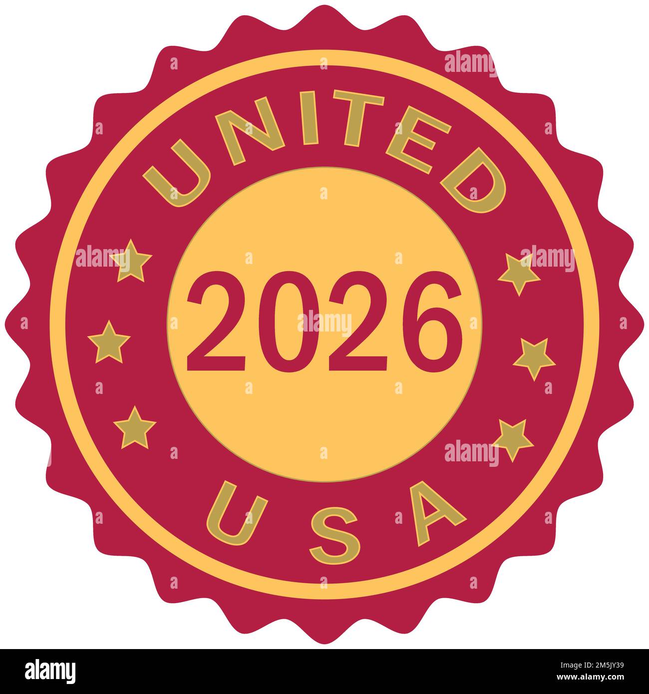 United 2026 Fußball-Meisterschaft USA farbenfrohes, abgestuftes Pinseldesign Vektor-Illustration USA-Flagge Rote Farben Hintergrund Stempel FIFA Fußball-Weltmeisterschaft USA Gold se Stock Vektor