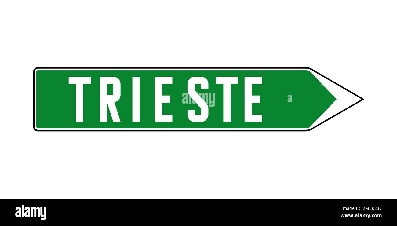 In Richtung Triest: Straßenschild in italienischer Sprache Stockfoto
