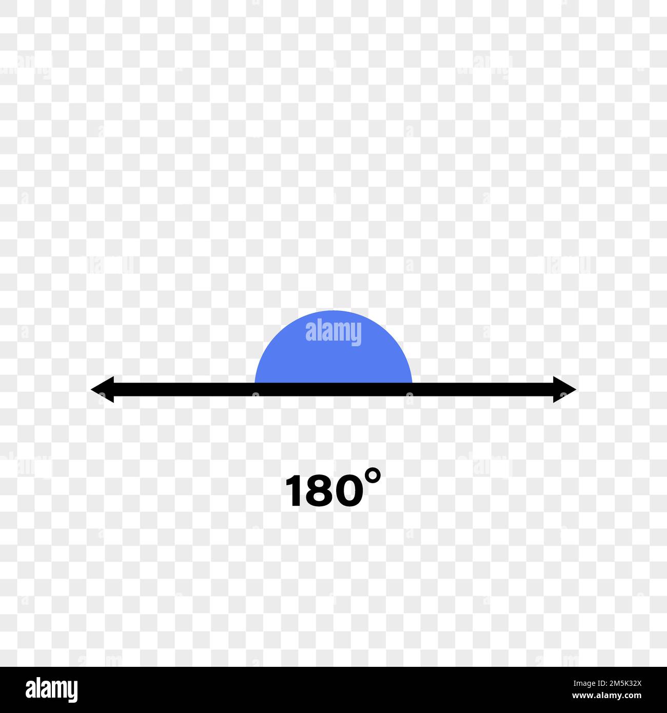 Symbol für 180-Grad-Winkel. Geometrisches Symbol. Vektordarstellung auf transparentem Hintergrund Stock Vektor