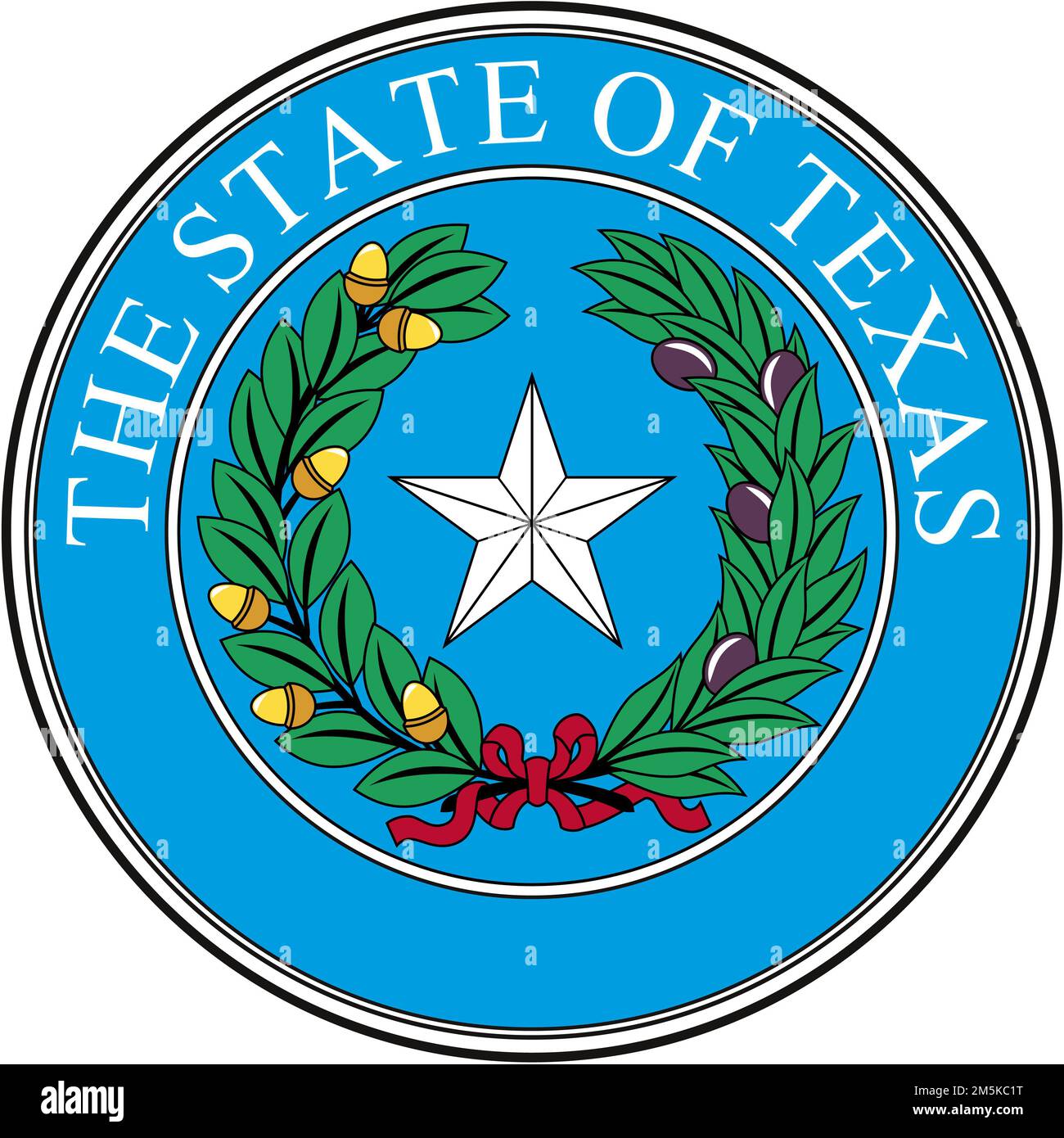 Draufsicht auf Great Seal des US Federal State of Texas. Patriot und Reisekonzept der Vereinigten Staaten von Amerika. Plane Layout, Design Stockfoto