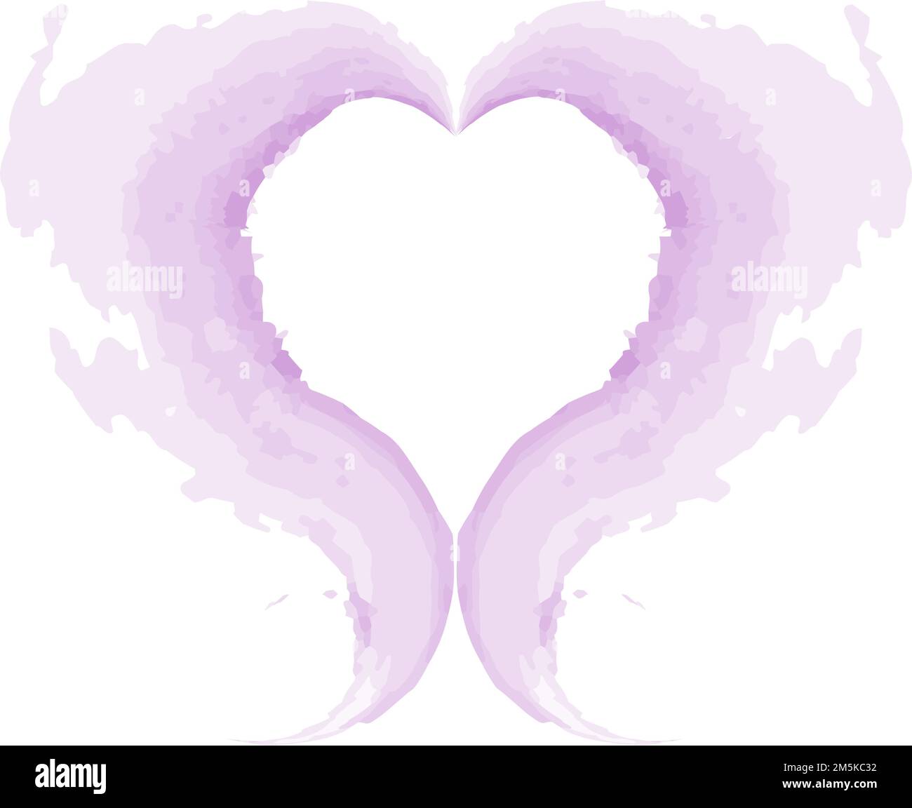 Abstrakter, herzförmiger Pinselstrich in trendigen Farbtönen, sanftes Lavendel-Aquarell. Alles gute zum Valentinstag. Isolieren. Rahmen. Geeignet für Beschriftung, Hintergrund für Web, Poster, Karten, Flyer, Etikett oder Preis. EPS Stock Vektor