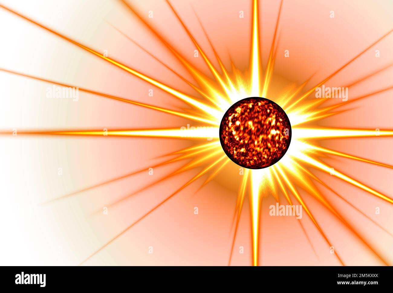 Digital gerenderte Sonne auf weißem Hintergrund Stockfoto