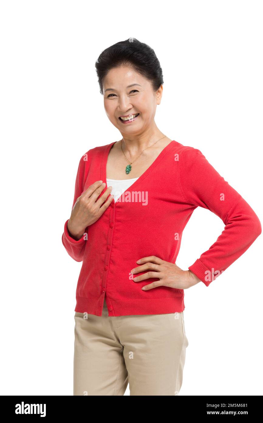 Vergießen glückliche Frauen mittleren Alters und alte Frauen Stockfoto