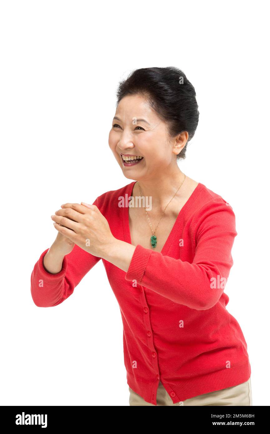 Zelt für Frauen mittleren Alters und alte Frauen frohes neues Jahr Stockfoto