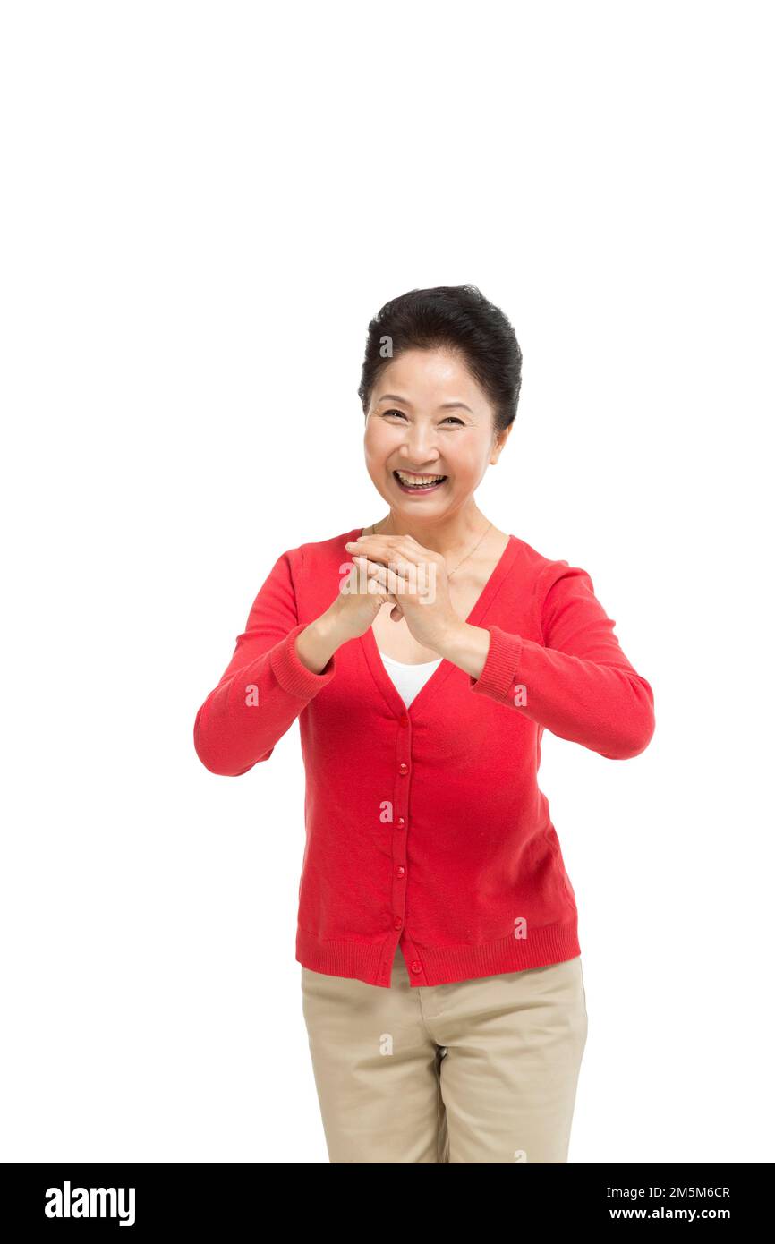 Zelt für Frauen mittleren Alters und alte Frauen frohes neues Jahr Stockfoto