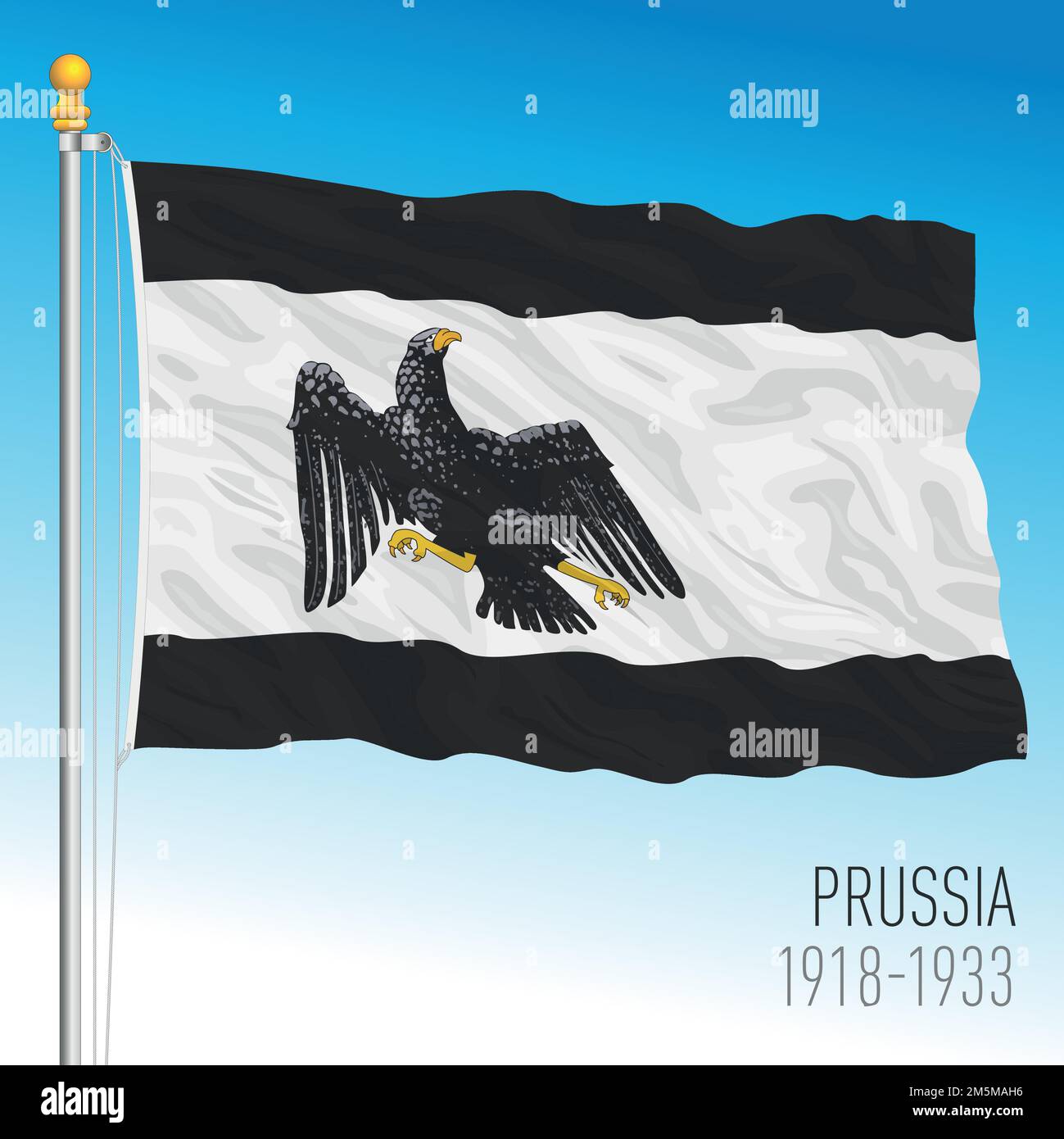Preußen historische Flagge, 1918-1933, altes nordeuropäisches Land, Vektordarstellung Stock Vektor