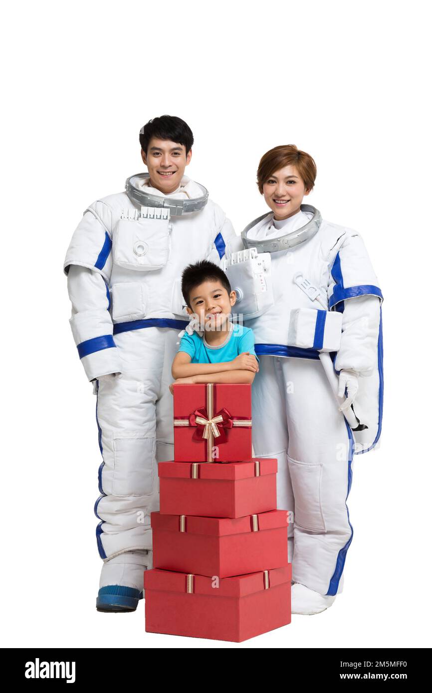 Den Astronauten und den kleinen Jungen Stockfoto