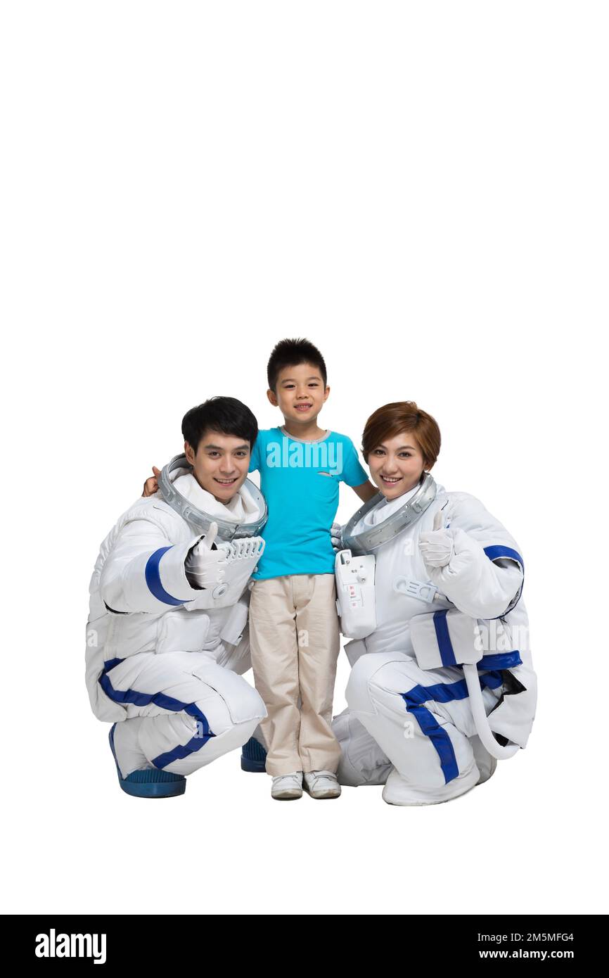 Den Astronauten und den kleinen Jungen Stockfoto