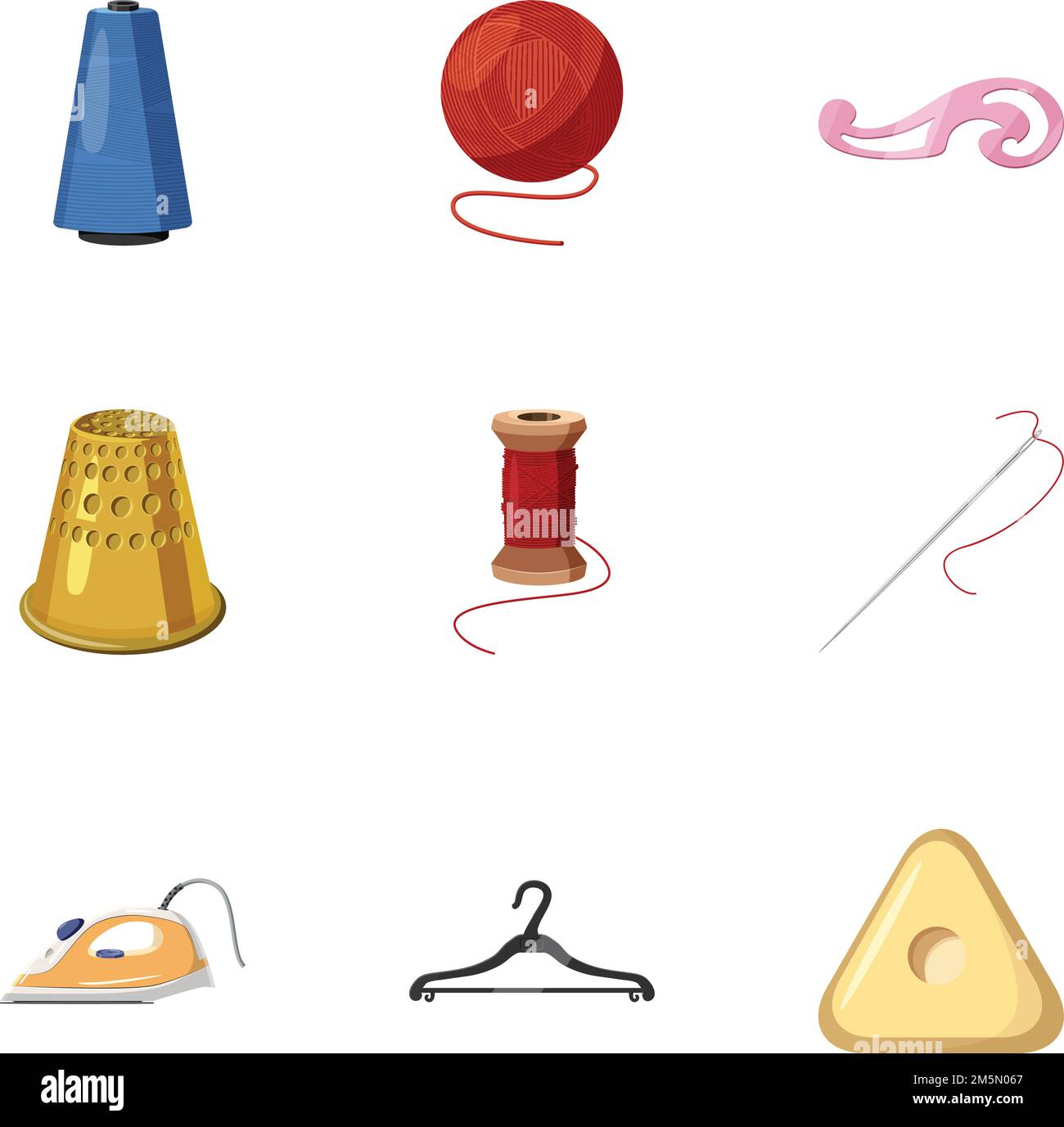 Zubehör für Nähwerkstatt Icons Set. Cartoon-Illustration von 9 Zubehör für Nähwerkstatt Vektor-Icons für Web Stock Vektor
