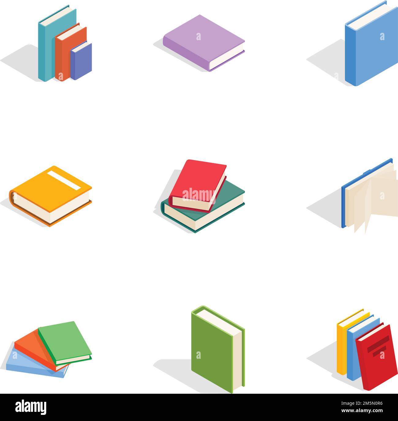 Symbole für Bücher eingestellt. Isometrische 3D-Illustration von 9 Büchern Vektorsymbole für das Web Stock Vektor