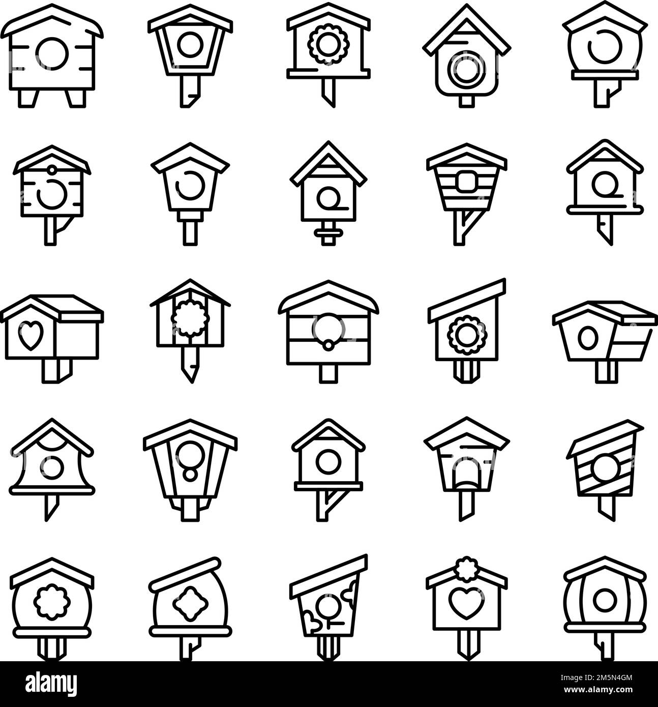 Bird House Symbole gesetzt. Umrisse der Vogel Haus Vector Icons für Web Design auf weißem Hintergrund Stock Vektor
