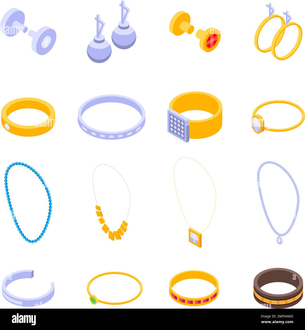 Schmuck-Ikonen-Set. Isometrischer Satz von Schmuck-Vektor-Symbolen für Webdesign isoliert auf weißem Hintergrund Stock Vektor
