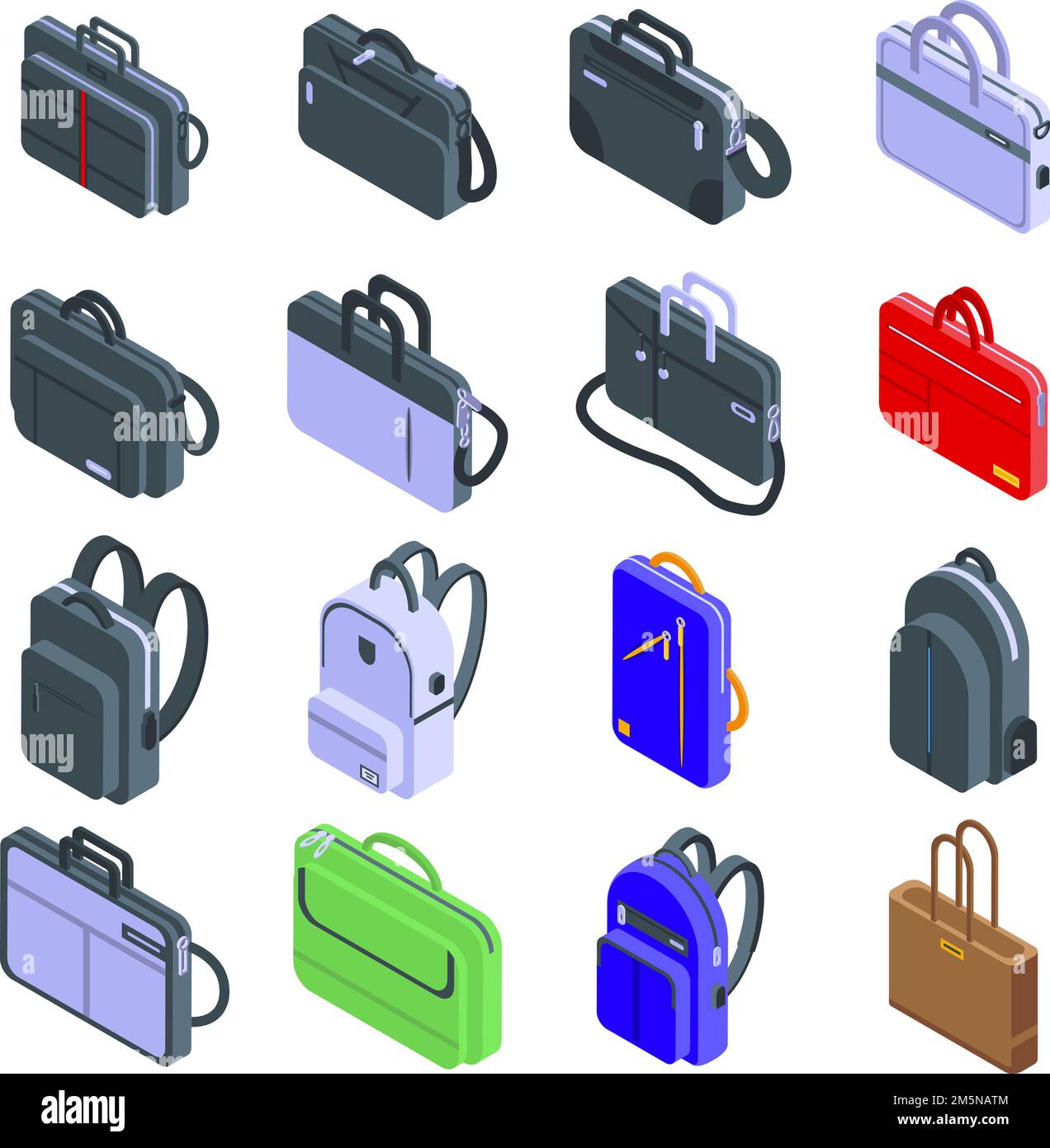 Symbole für Laptoptasche. Isometrischer Satz von Laptop-Tasche Vektor-Symbole für Web-Design isoliert auf weißem Hintergrund Stock Vektor