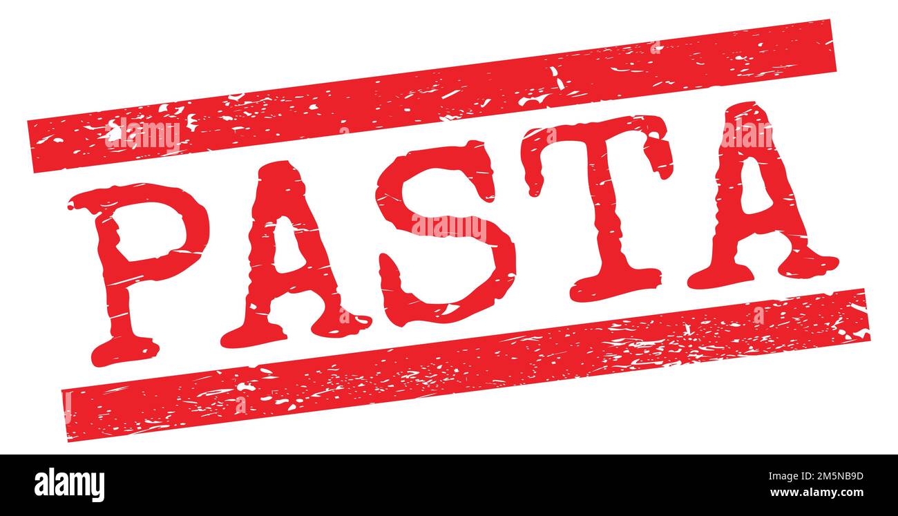 PASTA-Text auf rotem, grungy Lines Stempelschild. Stockfoto