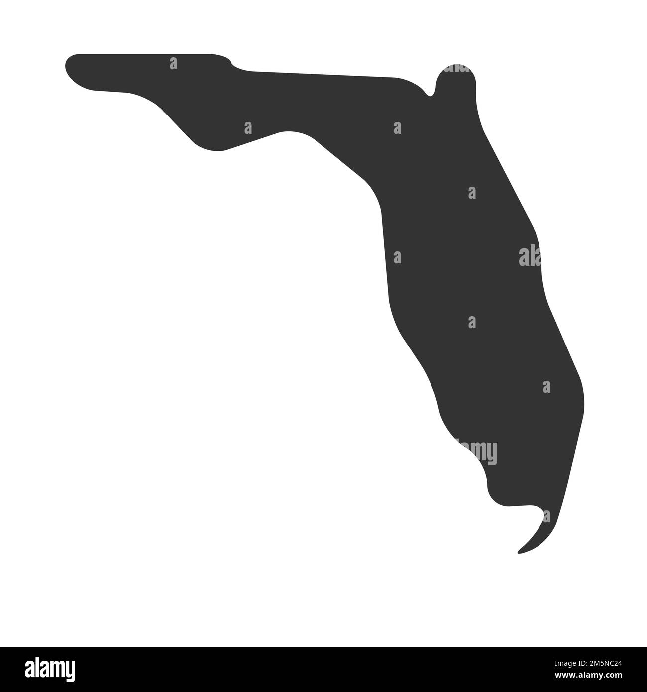 Bundesstaat Florida, Vereinigte Staaten von Amerika, USA. Vereinfachte Darstellung von dicken schwarzen Silhouetten mit abgerundeten Ecken. Einfache Darstellung eines flachen Vektors Stock Vektor