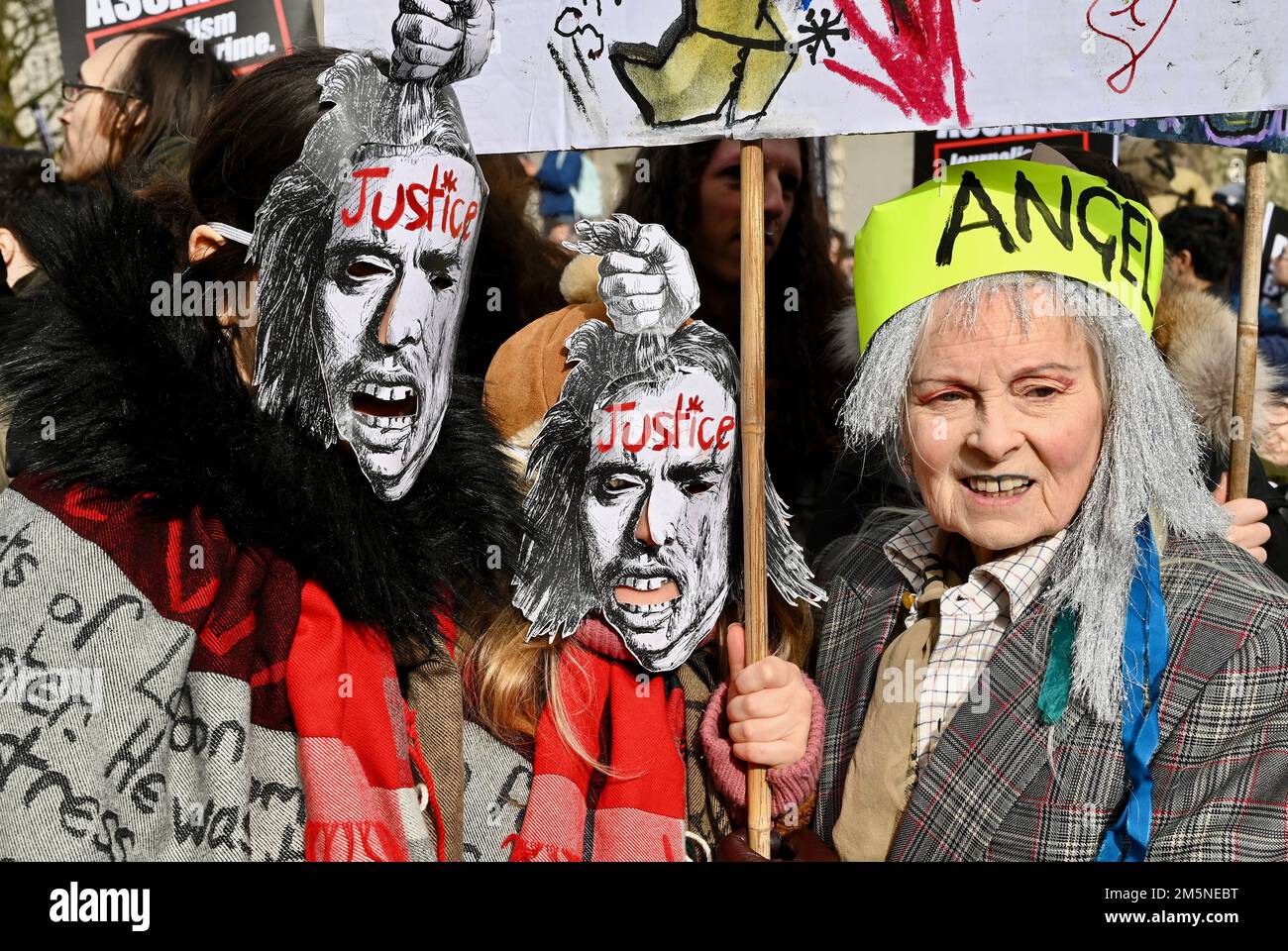 Vivienne Westwood, die Königin der britischen Mode, starb im Alter von 81years Jahren. DATEIBILD. Vivenne Westwood. Auslieferung von Julian Assange-Protest, Whitehall, London. UK Stockfoto