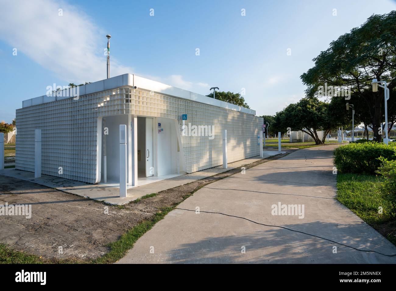 Taichung Central Park, öffentliche Toilette. Xitun District Shuinan Economic and Trade Area. Stockfoto