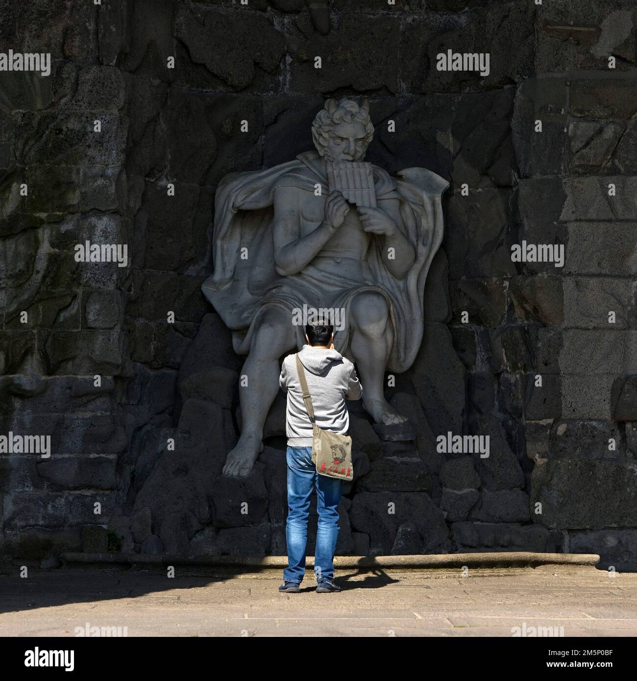 Vexier Wassergrotte mit dem griechischen gott Pan, Bergpark Wilhelmshöhe, UNESCO-Weltkulturerbe, Kassel, Hessen, Deutschland Stockfoto