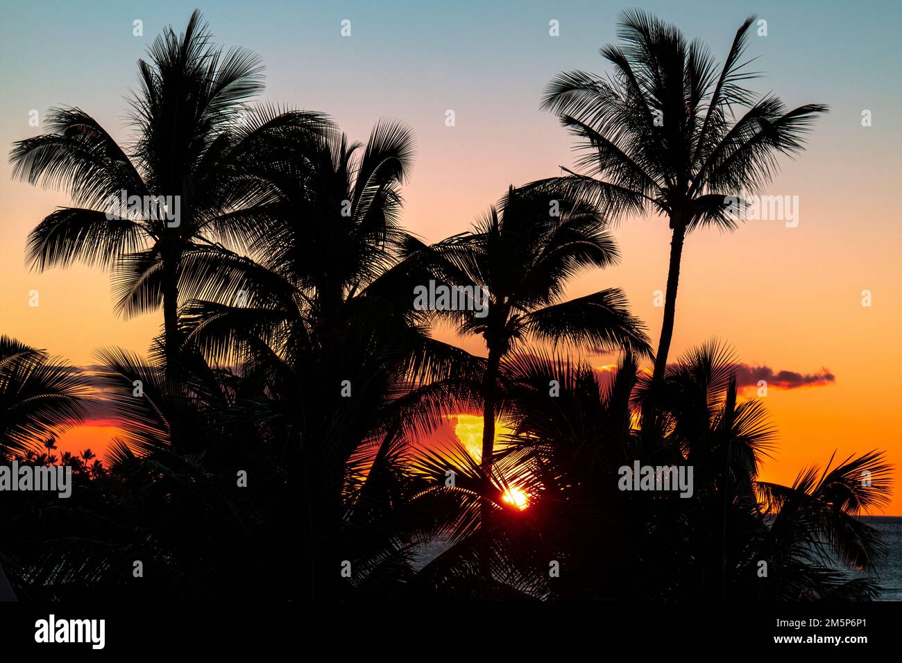 SONNENUNTERGANG MAUNA LANI WAIMEA HAWAII HAWAII USA Stockfoto