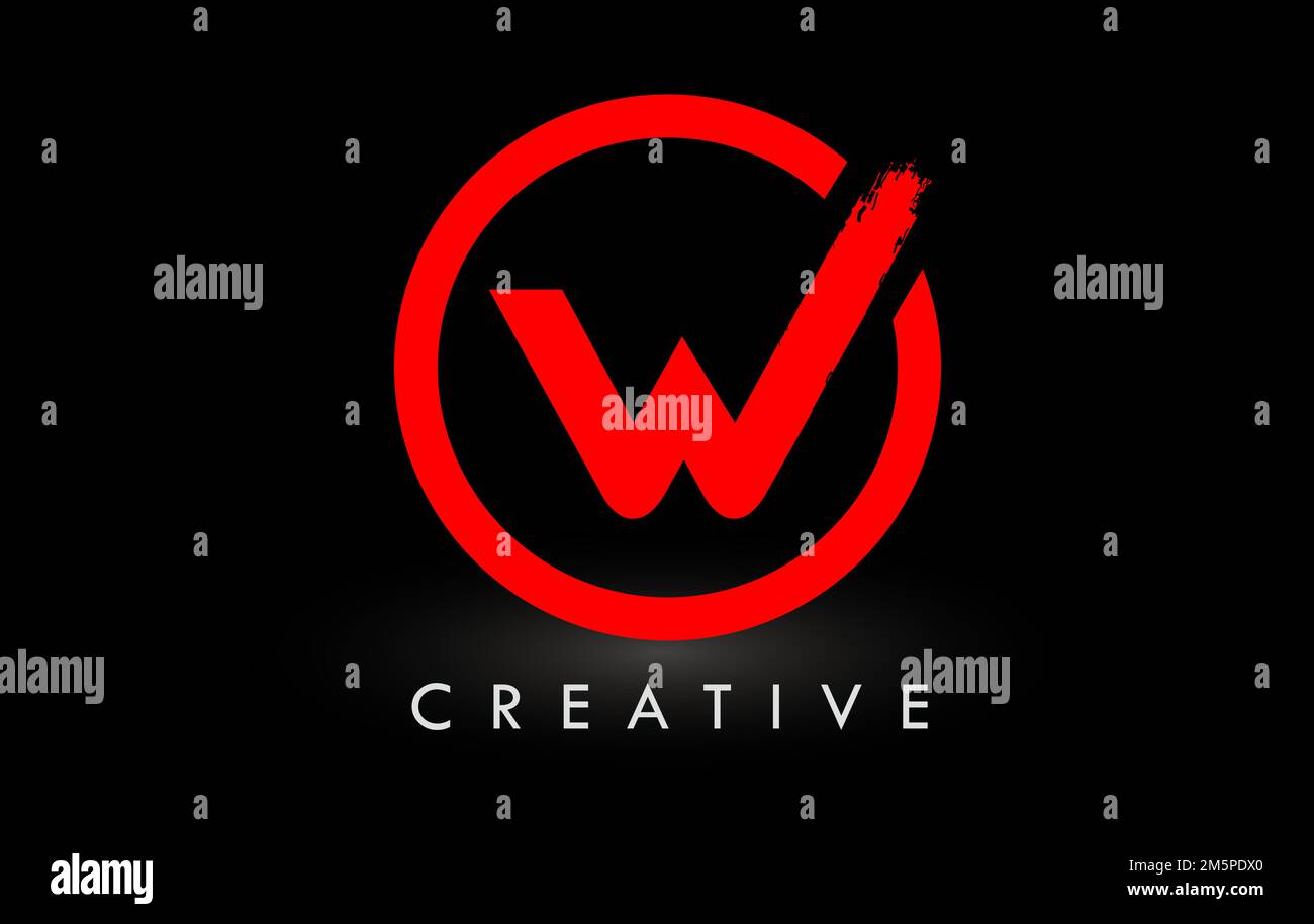 Rotes W-Logo mit rundem Buchstaben. Logo Für Symbol „Kreative Gebürstete Buchstaben“. Stock Vektor