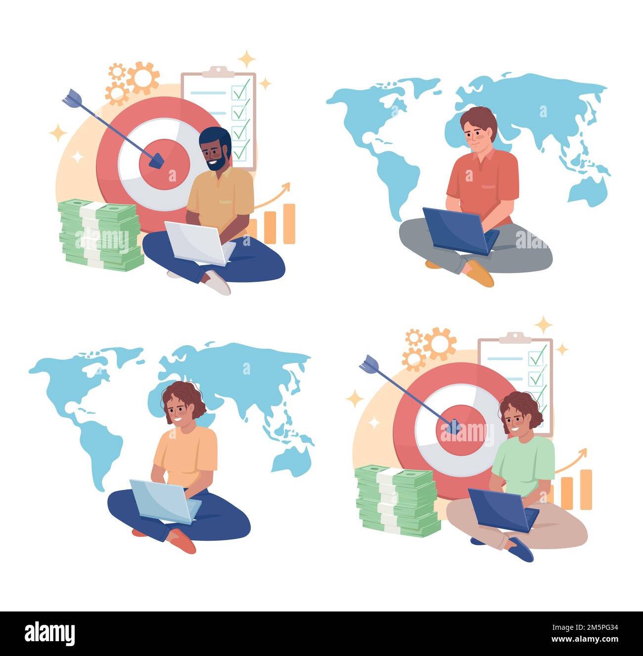 Vektorbildungs-Set für internationales Worker Flat Concept Stock Vektor