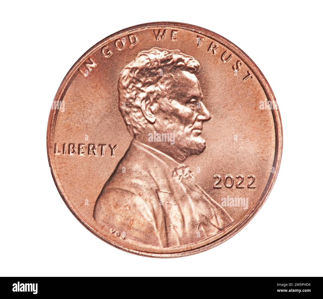 Amerikanische 2022-Cent-Münze mit Präsident Lincoln Stockfoto