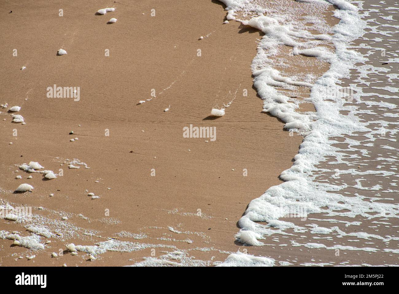 Meereswellen und Schaum über dem Strand Stockfoto