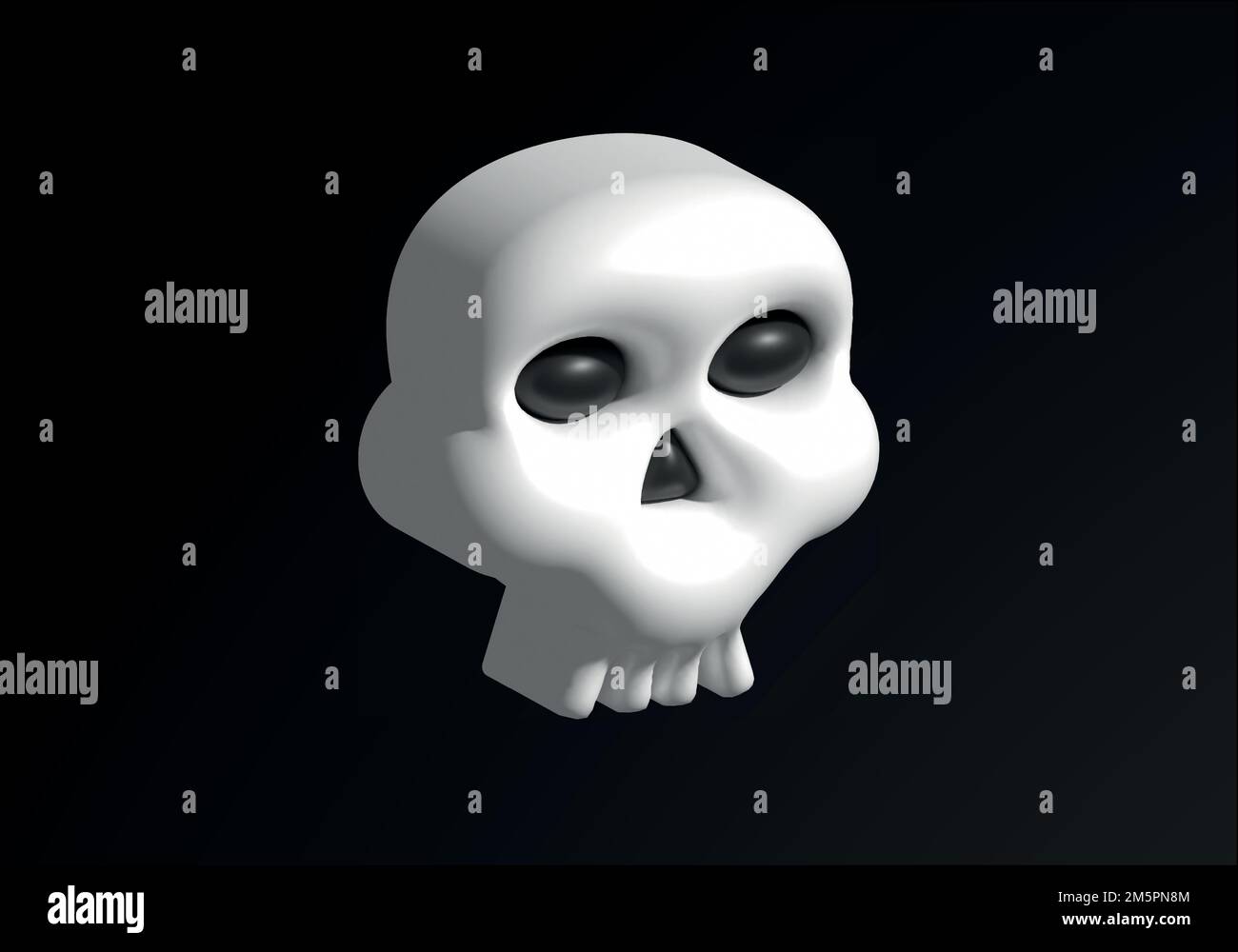 3D süße Schädel isoliert auf lila Hintergrund. Elemente geeignet für Dia de los Muertos oder Halloween Stock Vektor