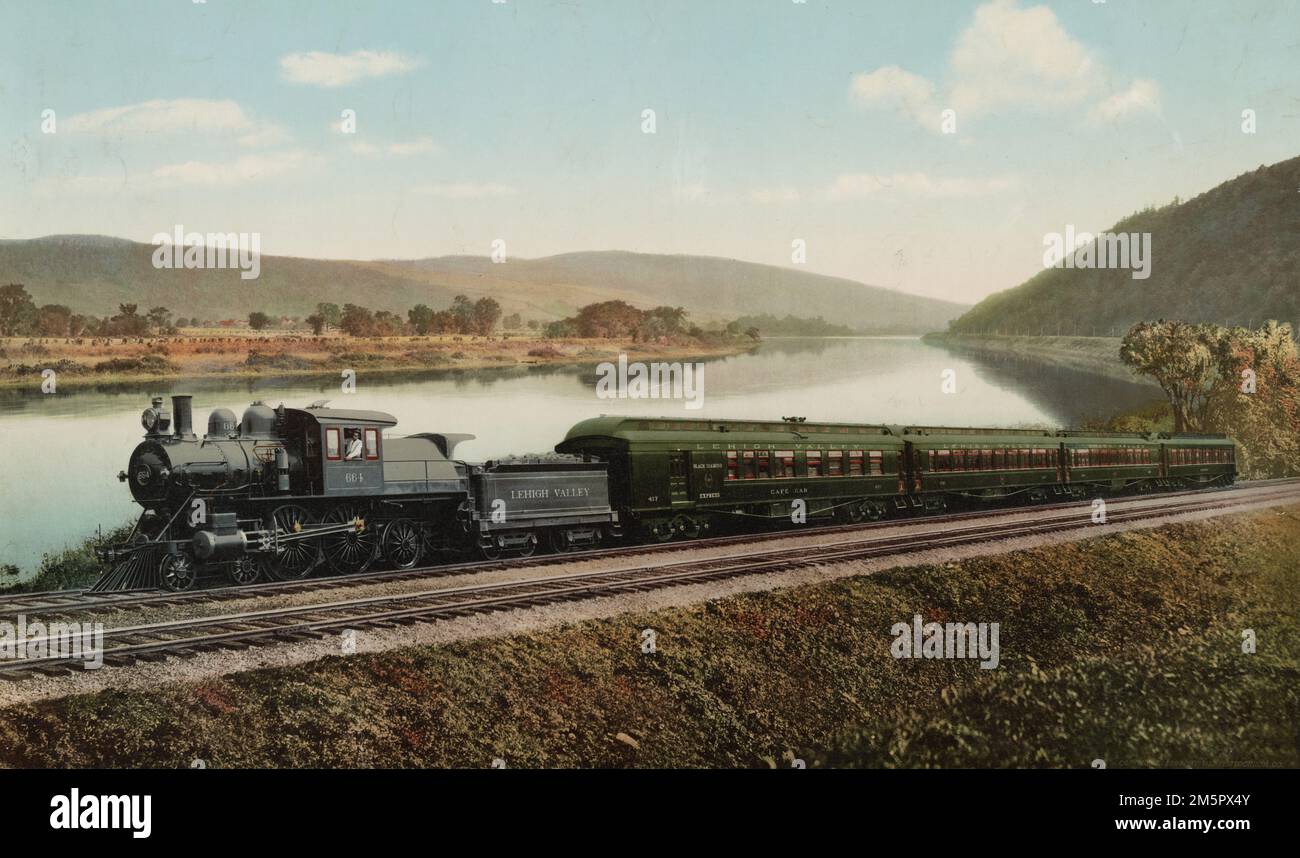 Black Diamond Express - Lehigh Valley Railroad - Pennsylvania, USA - Classic Lokomotive Train c 1898 - Jackson, William Henry, 1843-1942, photochrom Stockfoto