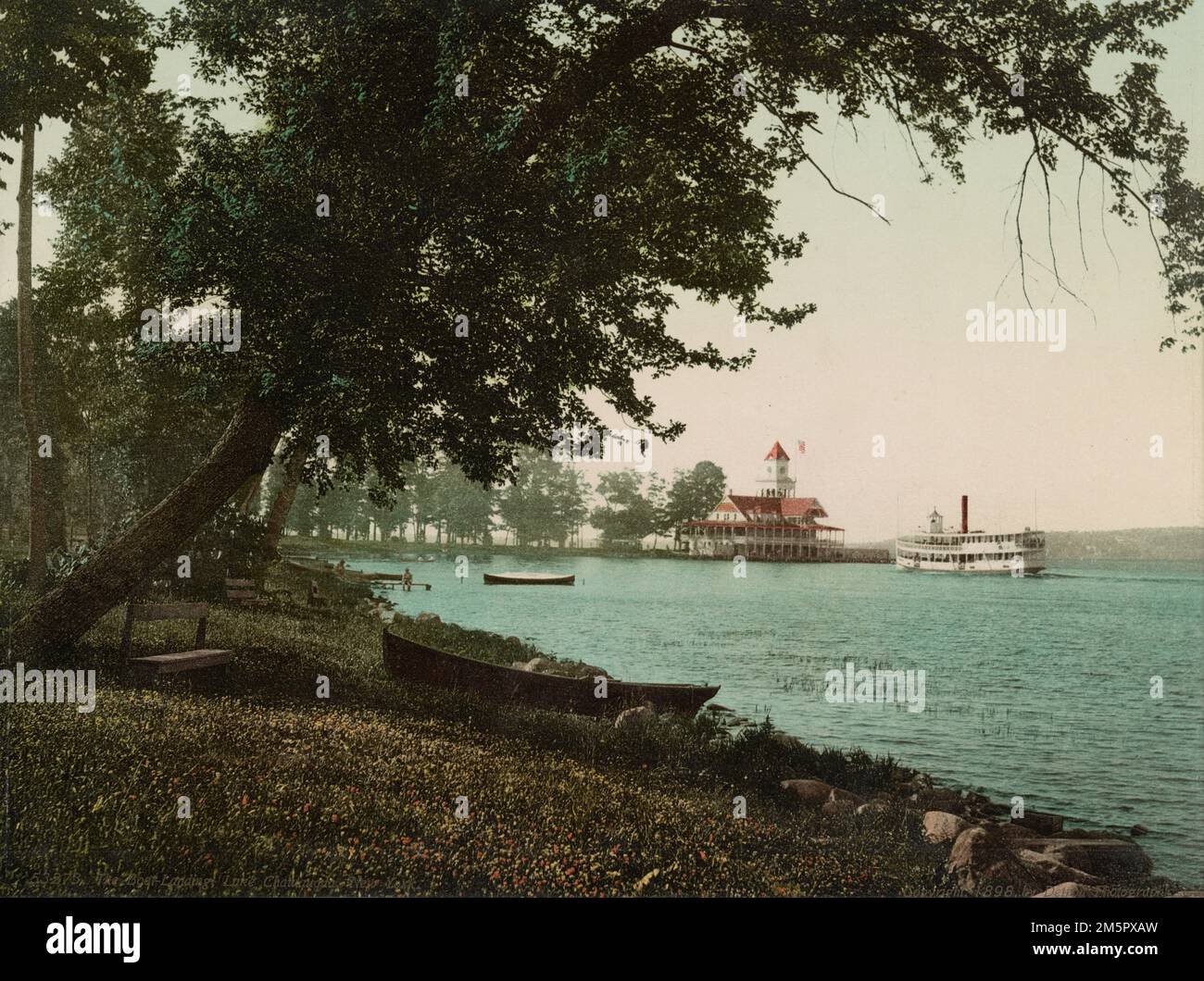 The Boat-Landung, Lake Chautauqua, New York, USA um 1898 - Detroit Publishing Co - Photochrom Print Stockfoto