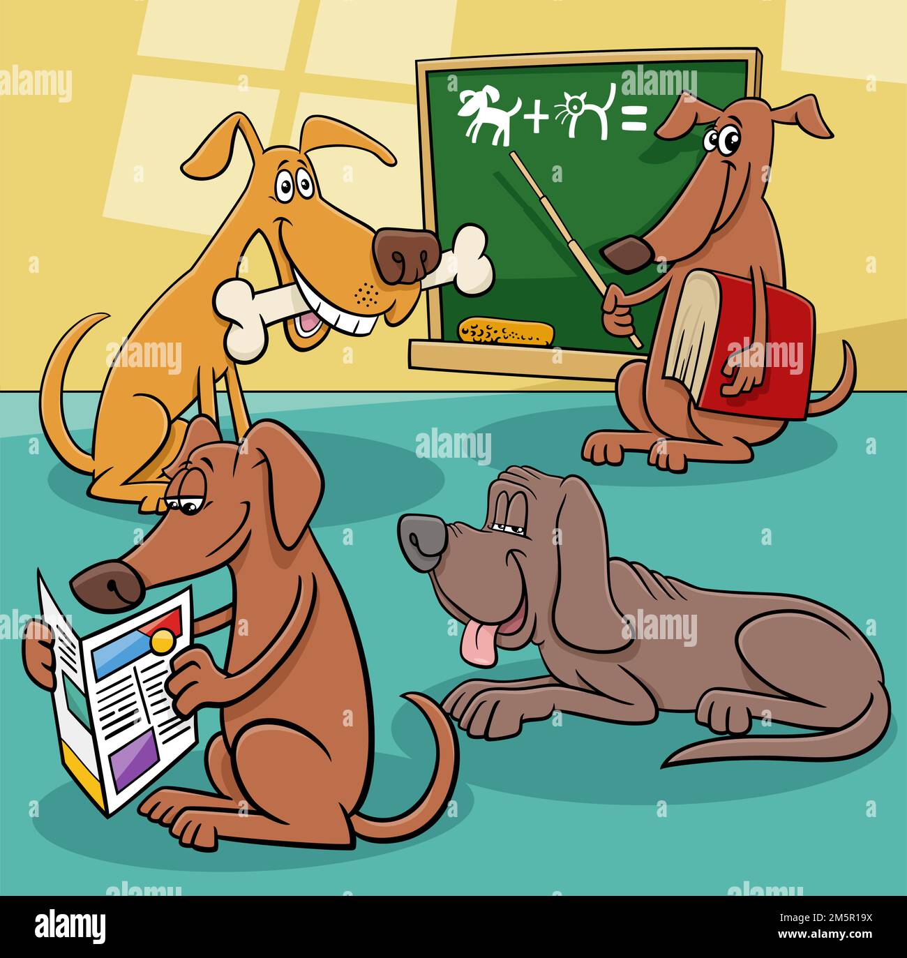 Cartoon-Darstellung der Gruppe lustiger Hunde Tierkomiker Stock Vektor