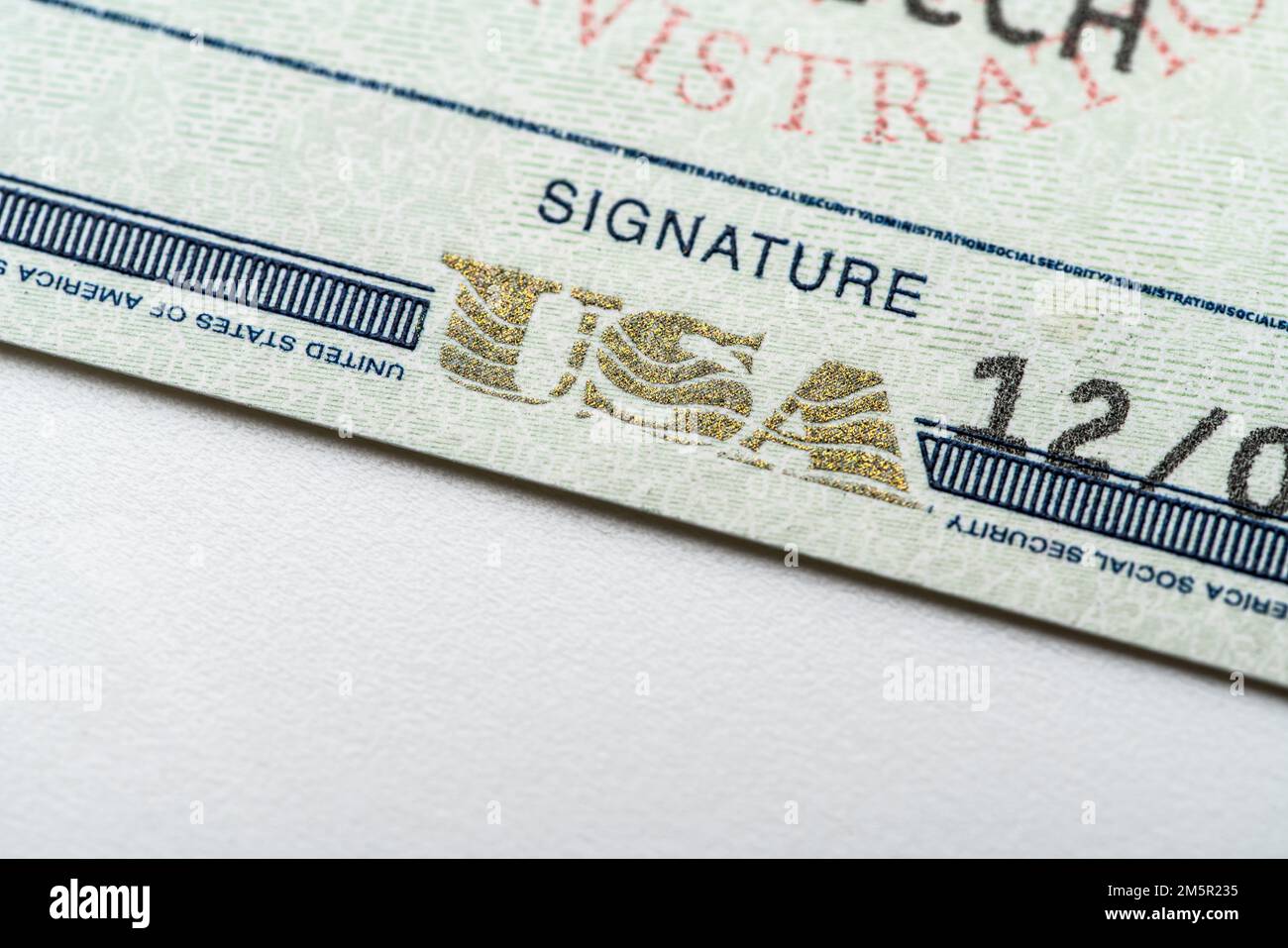 Die US-Sozialversicherungsbehörde stellt eine Sozialversicherungsnummer als individuellen Ausweis aus, eine Sozialversicherungskarte. Stockfoto