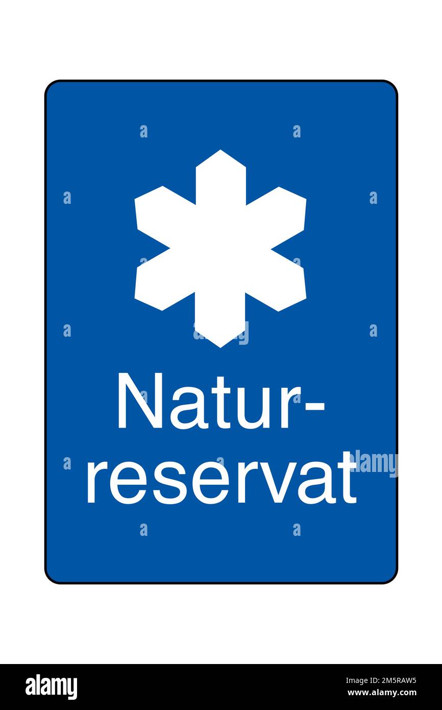 Naturschutzschild Natur-Reservat in schwedischer Sprache Stockfoto