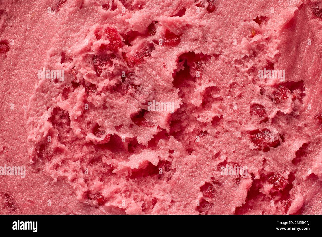 himbeersorbet-Eiscreme-Struktur, Draufsicht Stockfoto