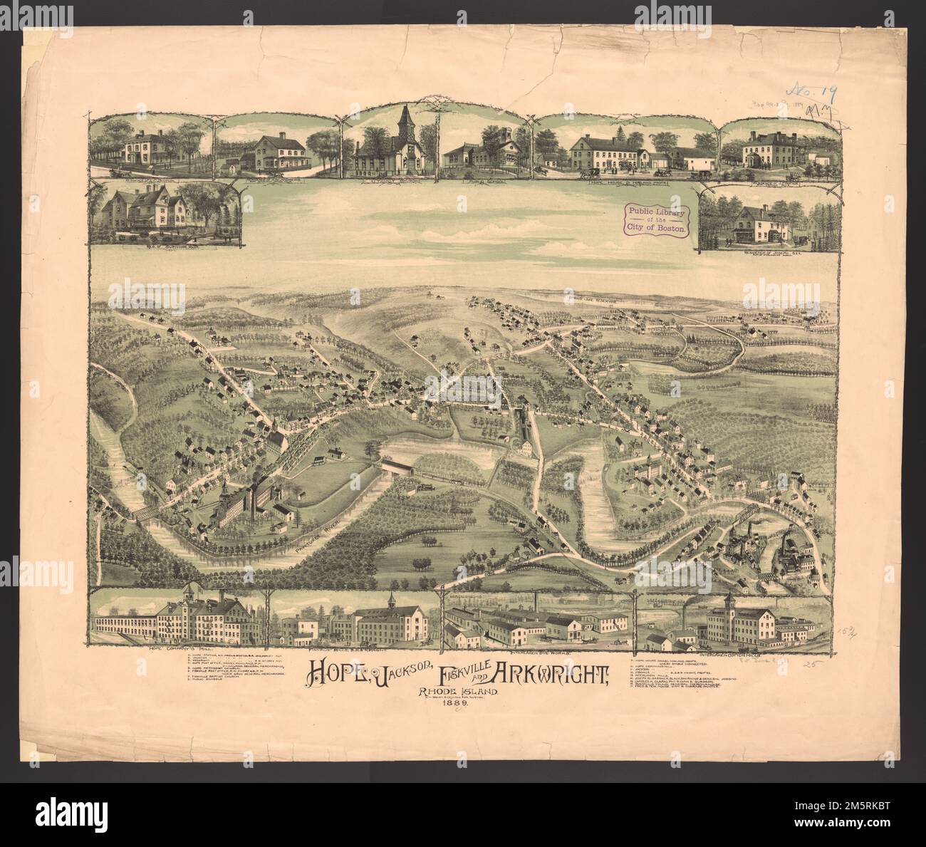 Hope, Jackson, Fiskville und Arkwright, Rhode Island. Vogelperspektive. Enthält Abbildungen von Points of Interest und Index zu Points of Interest Rhode Island, Providence, County, Hope Stockfoto Hope, Jackson, Fiskville und Arkwright, Rhode Island. Vogelperspektive. Enthält Abbildungen von Points of Interest und Index zu Points of Interest Rhode Island, Providence, County, Hope Stockfoto