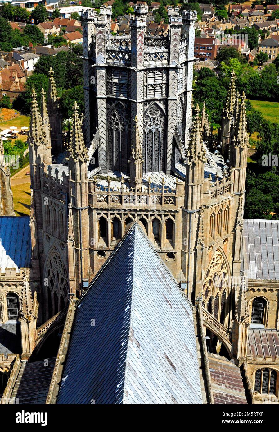 Ely Cathedral, Octagon und Lantern Towers, Ely, Cambridgeshire, England, Großbritannien Stockfoto