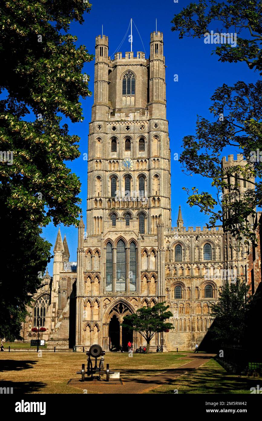 Ely Cathedral, der Westturm, mittelalterlich, Cambridgeshire, England, UK Stockfoto