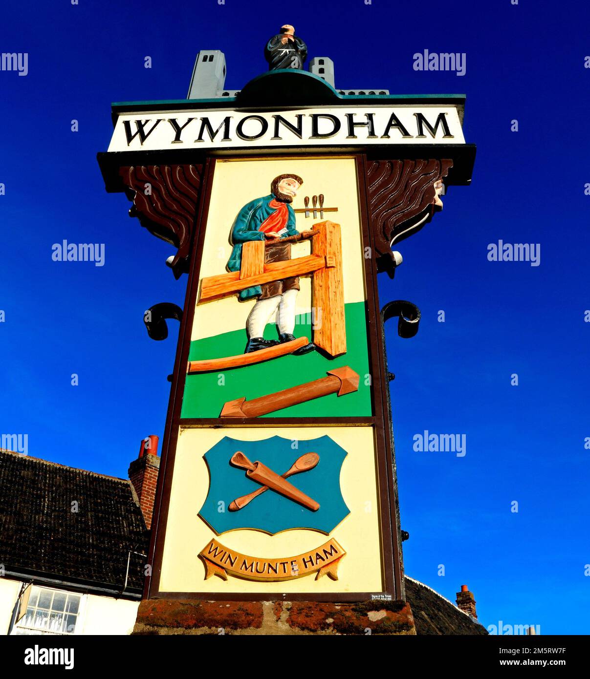 Wymondham, Norfolk, Stadtschild Stockfoto