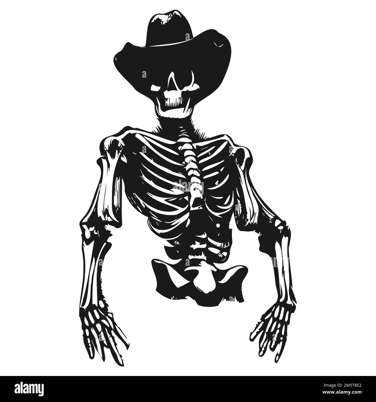Cowboy-Skelett-Tattoo handgezeichnete Vektor-Schwarz-Weiß-Clip-Art  Stock-Vektorgrafik - Alamy