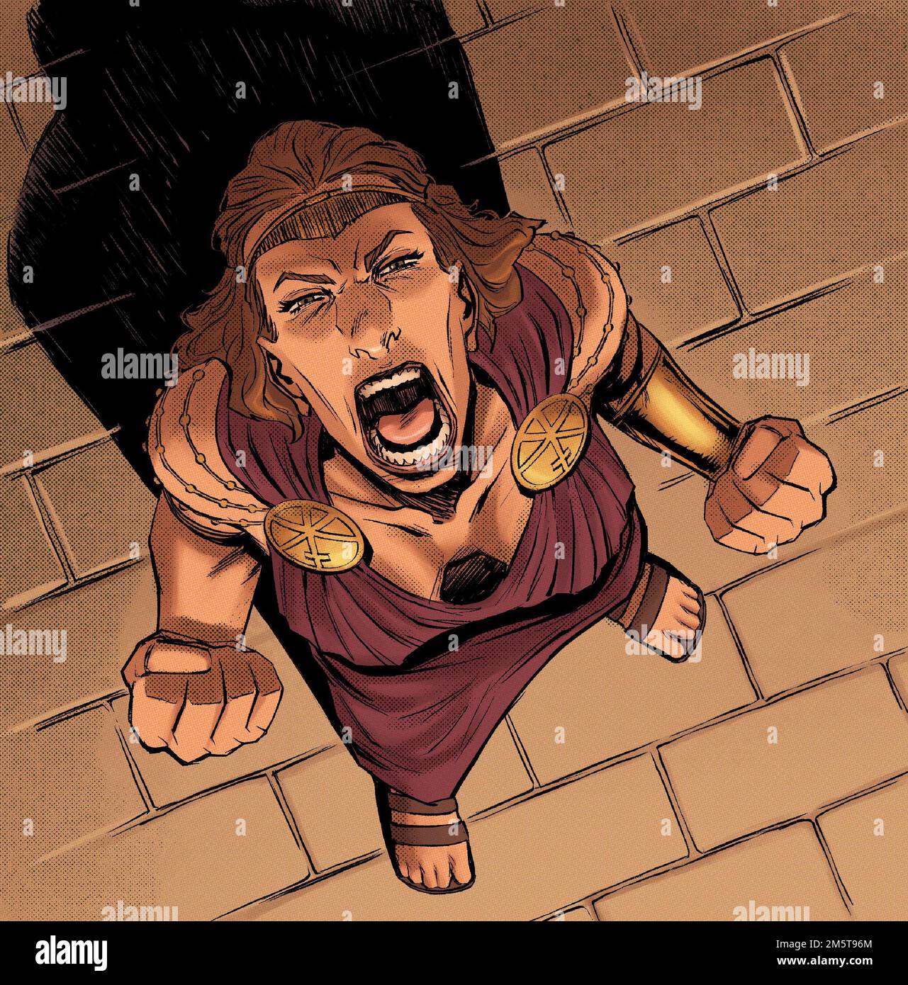 griechische Frau schreit vor Wut, Gttin Efeu aus griechischer Mythologie,  Kunst im Comic-Stil Stockfotografie - Alamy