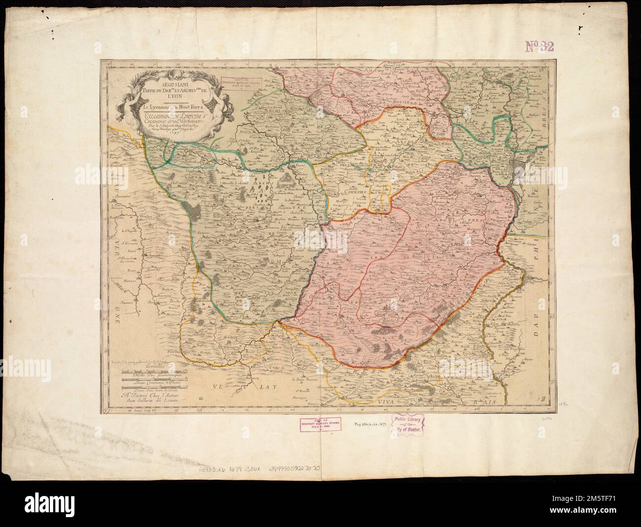 Segusiani : Partie du dioese et Archevche de Lyon : le Lyonnois et le haut forez : Ellections de Lyon, de St. Chamont et de Monbrison. Releif im Bild gezeigt , Frankreich , Rhône-Alpes , Region Frankreich , Auvergne-Rhône-Alpes , Region , Lyon Stockfoto