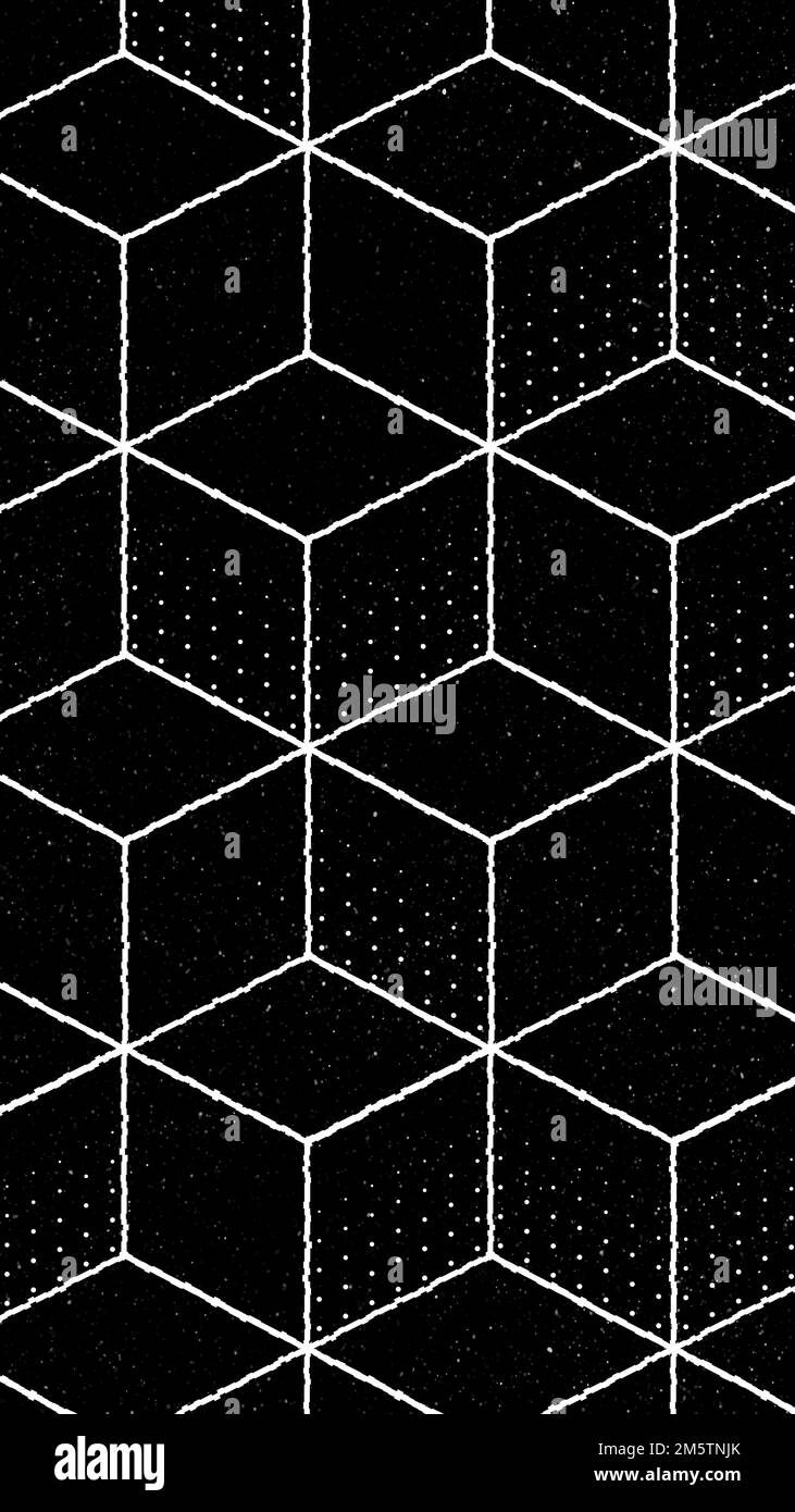Nahtloses geometrisches 3D-kubisches Muster auf einem schwarzen Hintergrundvektor Stock Vektor