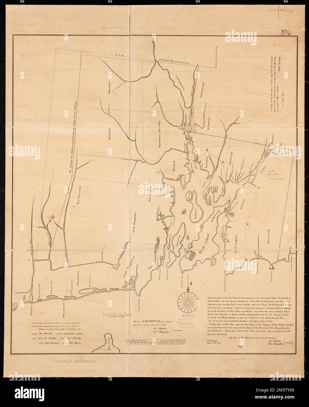 Ein exakter Plan der Seeküste des Kontinents vom Paucatuck River in östlicher Richtung bis Point Judith und von dort in nördlicher Richtung bis zur Stadt Providence und von dort aus in südlicher Richtung oder an der östlichen Küste um Bristol und von dort in nordöstlicher Richtung bis Assonet und von dort in südlicher Richtung bis Seaconet Point Und von dort aus östlich zum Hafen von Slocum : und mit Hilfe anderer Pläne und Entwürfe werden die verschiedenen Inseln, die Flüsse und Stadtteile beschrieben, die die Trennlinie zwischen den Kolonien Connecticutt und Rhode Island sowie die Südlinie der Massachusetts Bay bilden. Fax. Oh, Mein Gott Stockfoto Ein exakter Plan der Seeküste des Kontinents vom Paucatuck River in östlicher Richtung bis Point Judith und von dort in nördlicher Richtung bis zur Stadt Providence und von dort aus in südlicher Richtung oder an der östlichen Küste um Bristol und von dort in nordöstlicher Richtung bis Assonet und von dort in südlicher Richtung bis Seaconet Point Und von dort aus östlich zum Hafen von Slocum : und mit Hilfe anderer Pläne und Entwürfe werden die verschiedenen Inseln, die Flüsse und Stadtteile beschrieben, die die Trennlinie zwischen den Kolonien Connecticutt und Rhode Island sowie die Südlinie der Massachusetts Bay bilden. Fax. Oh, Mein Gott Stockfoto