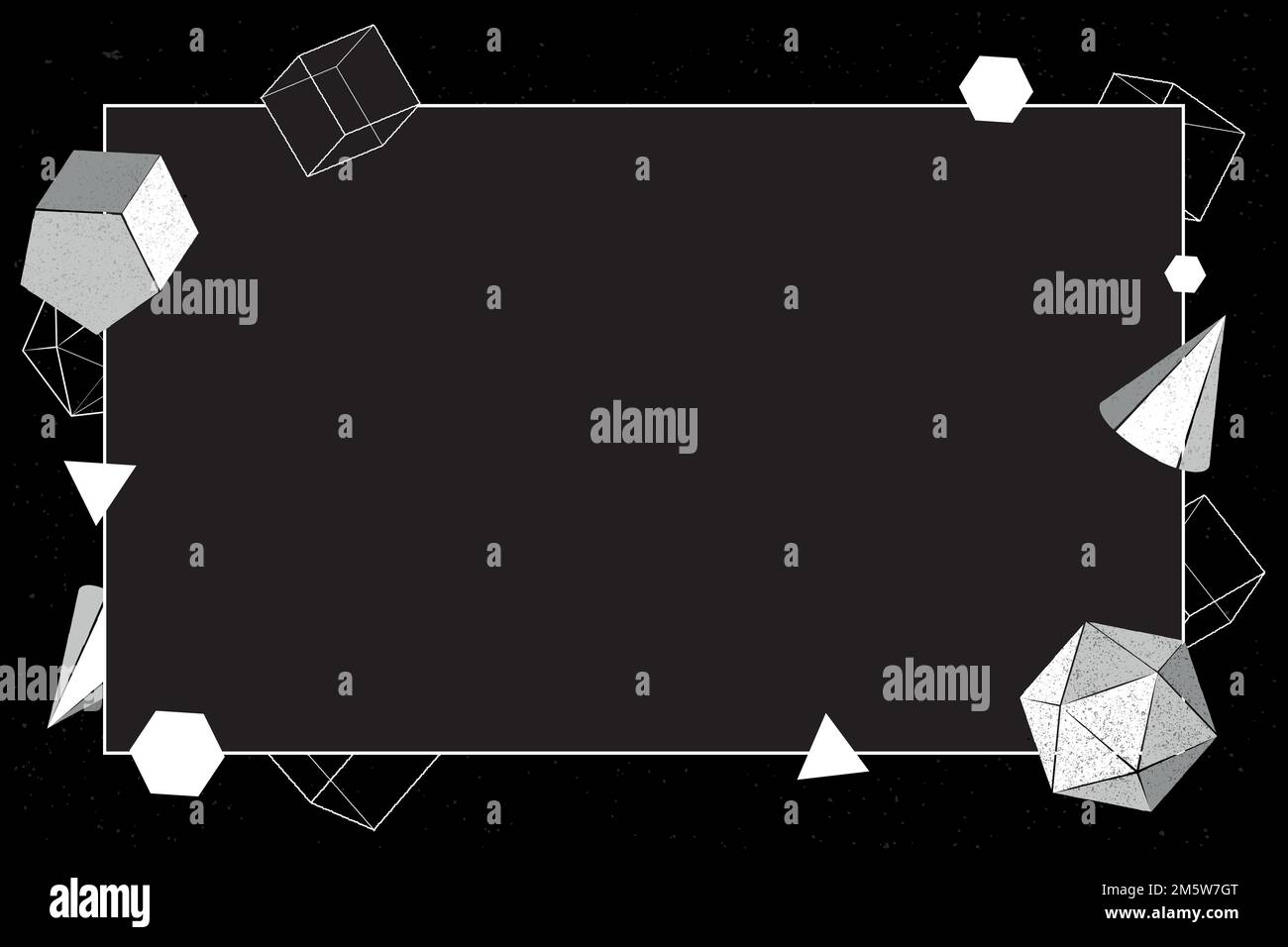 Grauer geometrischer Rahmen auf schwarzem Hintergrundvektor Stock Vektor
