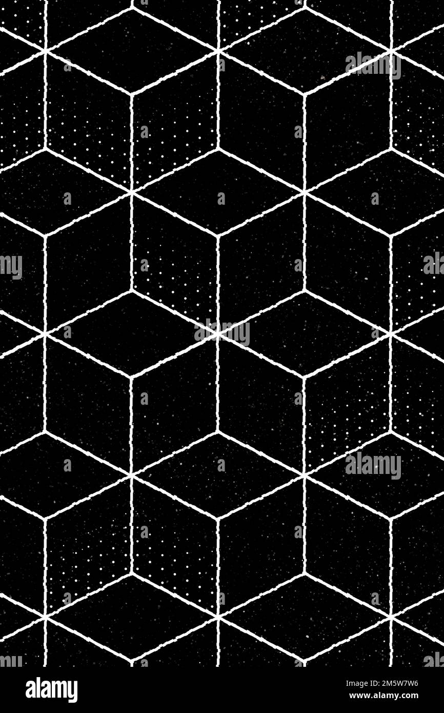 Nahtloses geometrisches 3D-kubisches Muster auf einem schwarzen Hintergrundvektor Stock Vektor