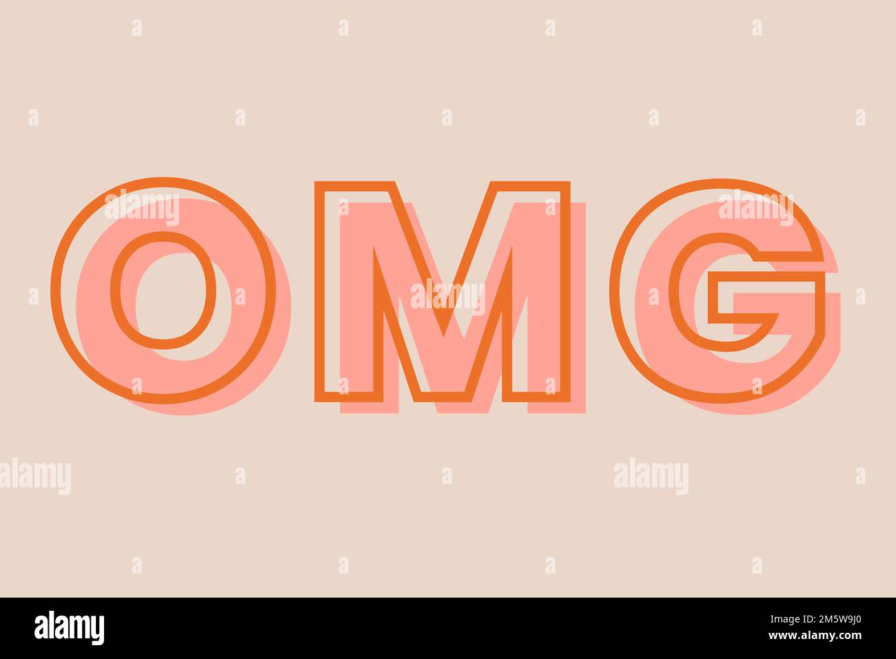 OMG-Typographie auf einem pastellpfirsichfarbenen Hintergrundvektor Stock Vektor
