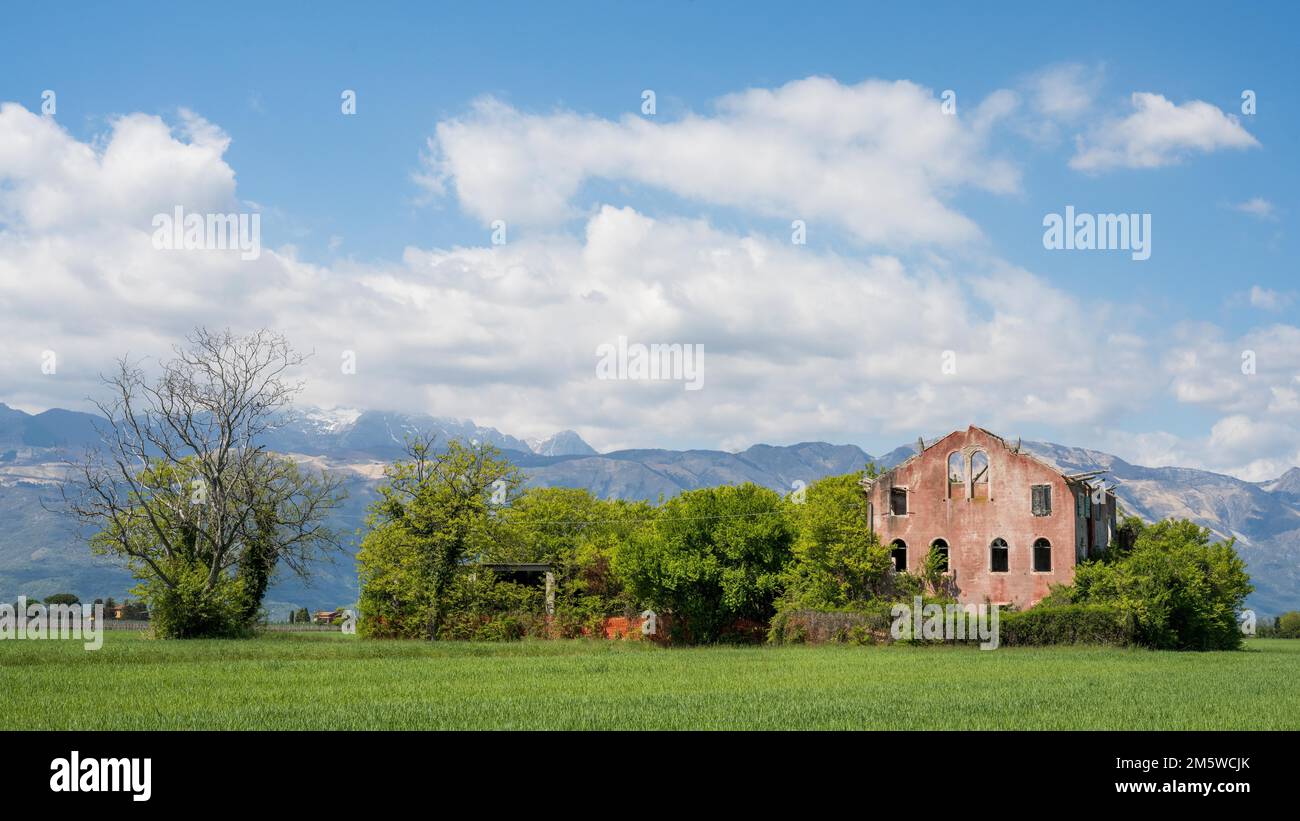Verlassenes, verfallenes Haus im Grünen, Venedig, Italien Stockfoto