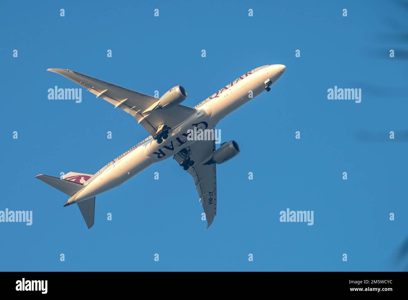 Qatar Airways Dreamliner 787 landet am Flughafen Doha Stockfoto